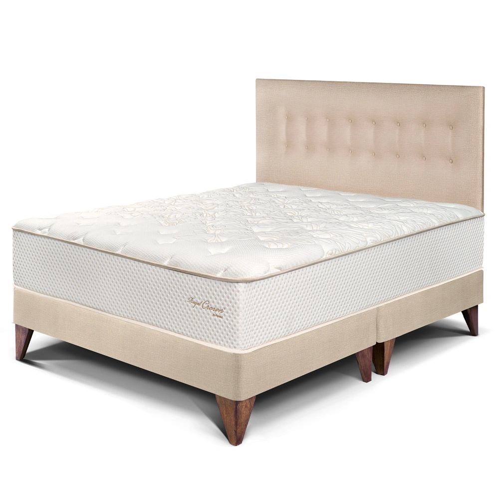 DORMITORIO EUROPEO PARAÍSO ROYAL CROWN KING CHAMPAGNE + 2 ALMOHADAS VISCOELÁSTICAS - 1