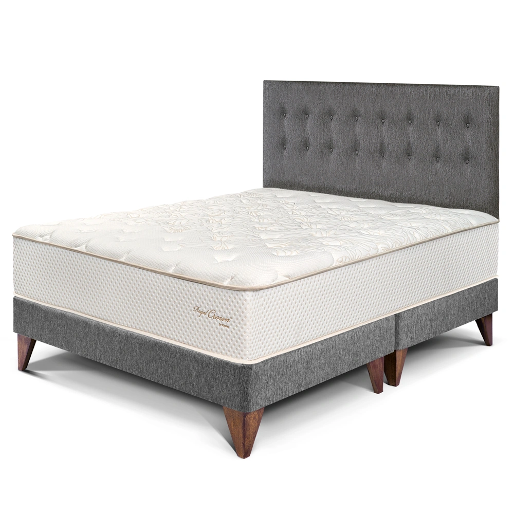DORMITORIO EUROPEO PARAÍSO ROYAL CROWN KING GRIS + 2 ALMOHADAS VISCOELÁSTICAS - 1