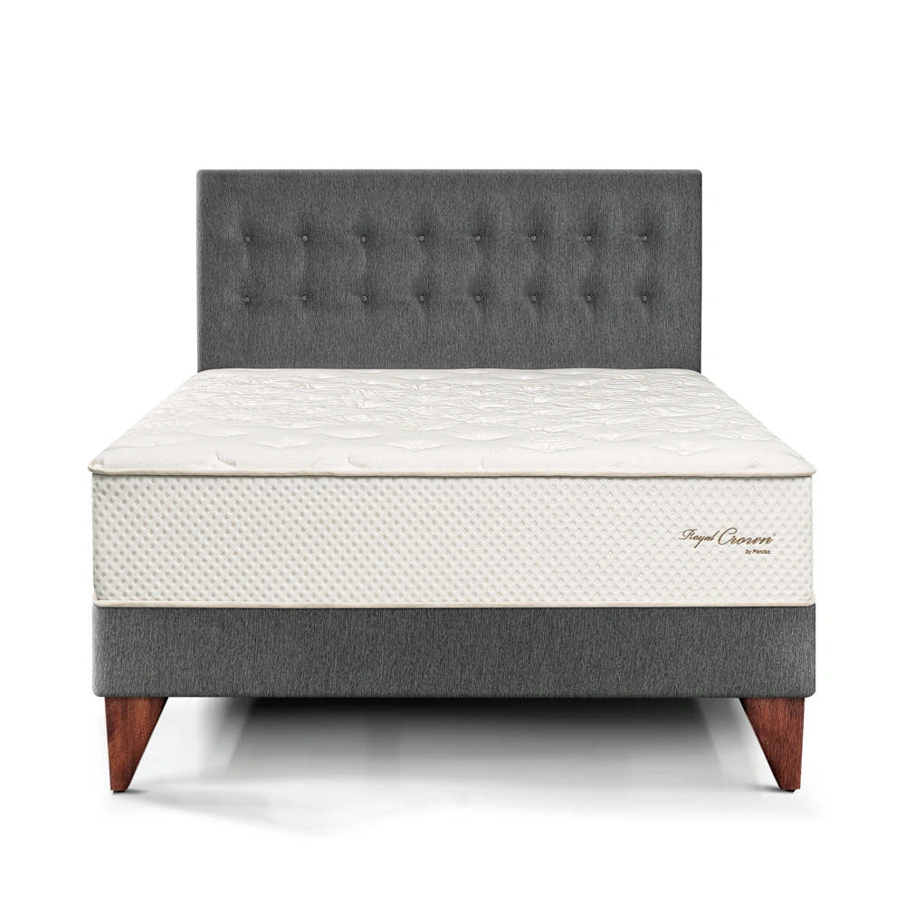 DORMITORIO EUROPEO PARAÍSO ROYAL CROWN KING GRIS + 2 ALMOHADAS VISCOELÁSTICAS - 3