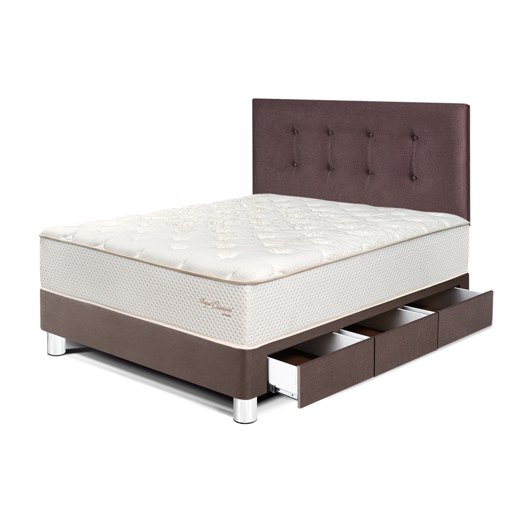 DORMITORIO CON CAJONES PARAÍSO ROYAL CROWN 1.5 PLAZAS CHOCOLATE + 1 ALMOHADA VISCOELÁSTICA - 1
