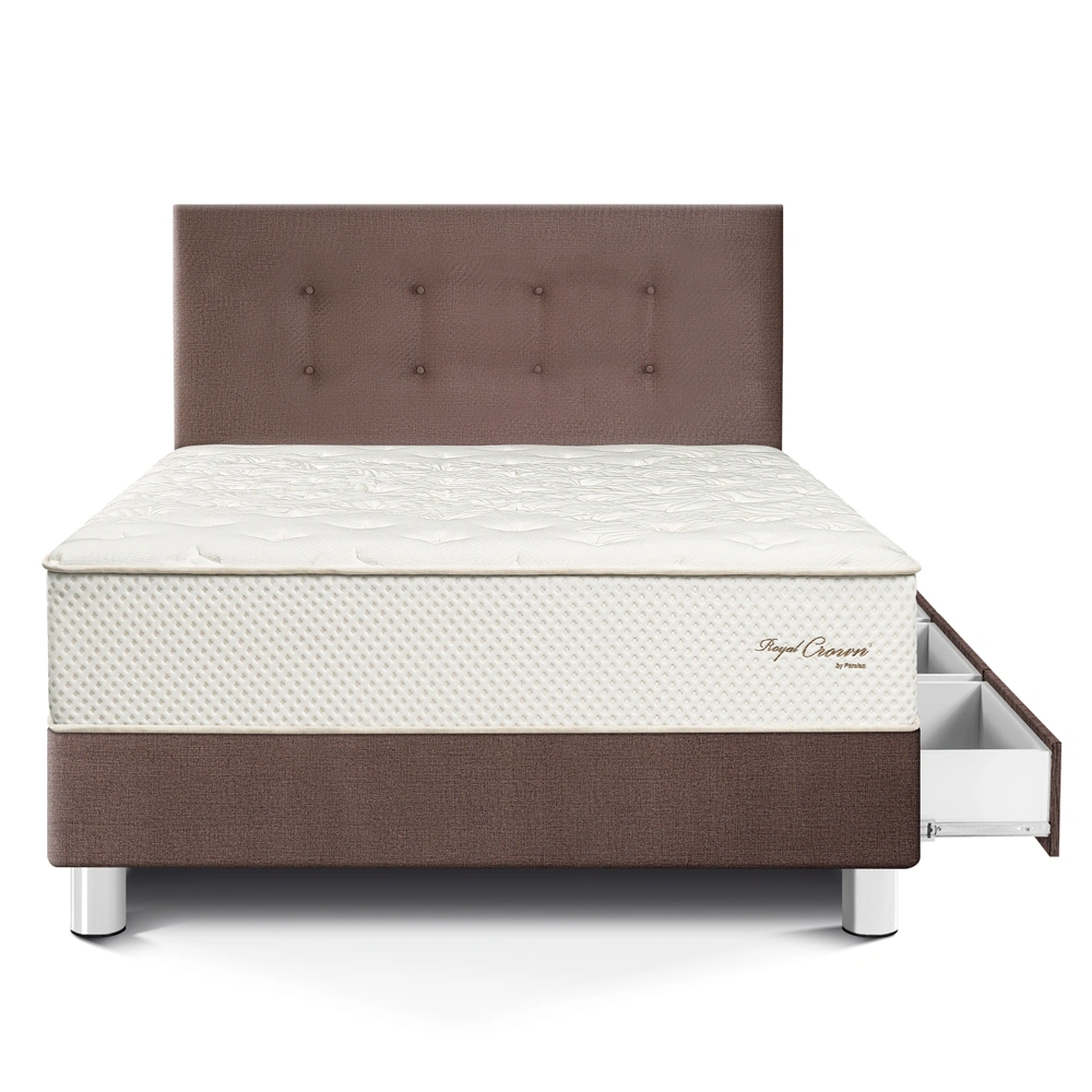 DORMITORIO CON CAJONES PARAÍSO ROYAL CROWN 1.5 PLAZAS CHOCOLATE + 1 ALMOHADA VISCOELÁSTICA - 3