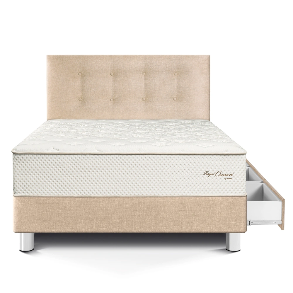 DORMITORIO CON CAJONES PARAÍSO ROYAL CROWN 1.5 PLAZAS CHAMPAGNE + 1 ALMOHADA VISCOELÁSTICA - 3