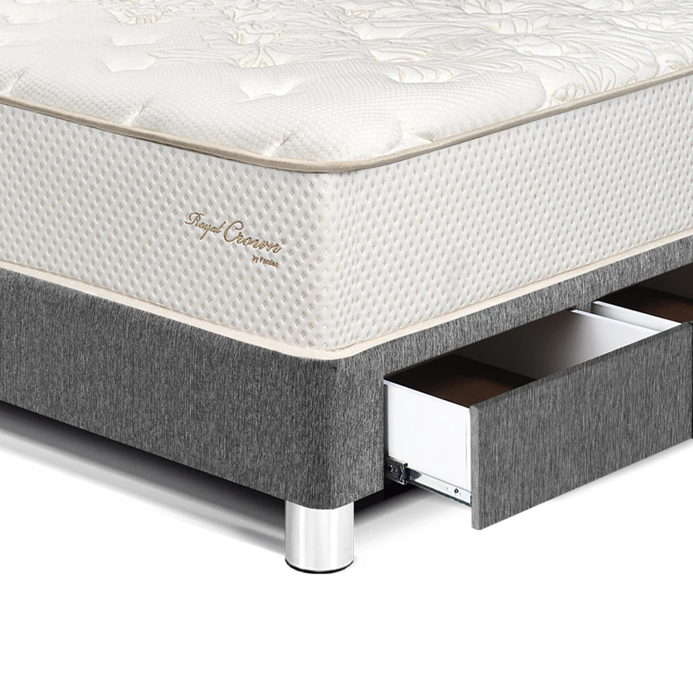 DORMITORIO CON CAJONES PARAÍSO ROYAL CROWN 1.5 PLAZAS GRIS + 1 ALMOHADA VISCOELÁSTICA - 2