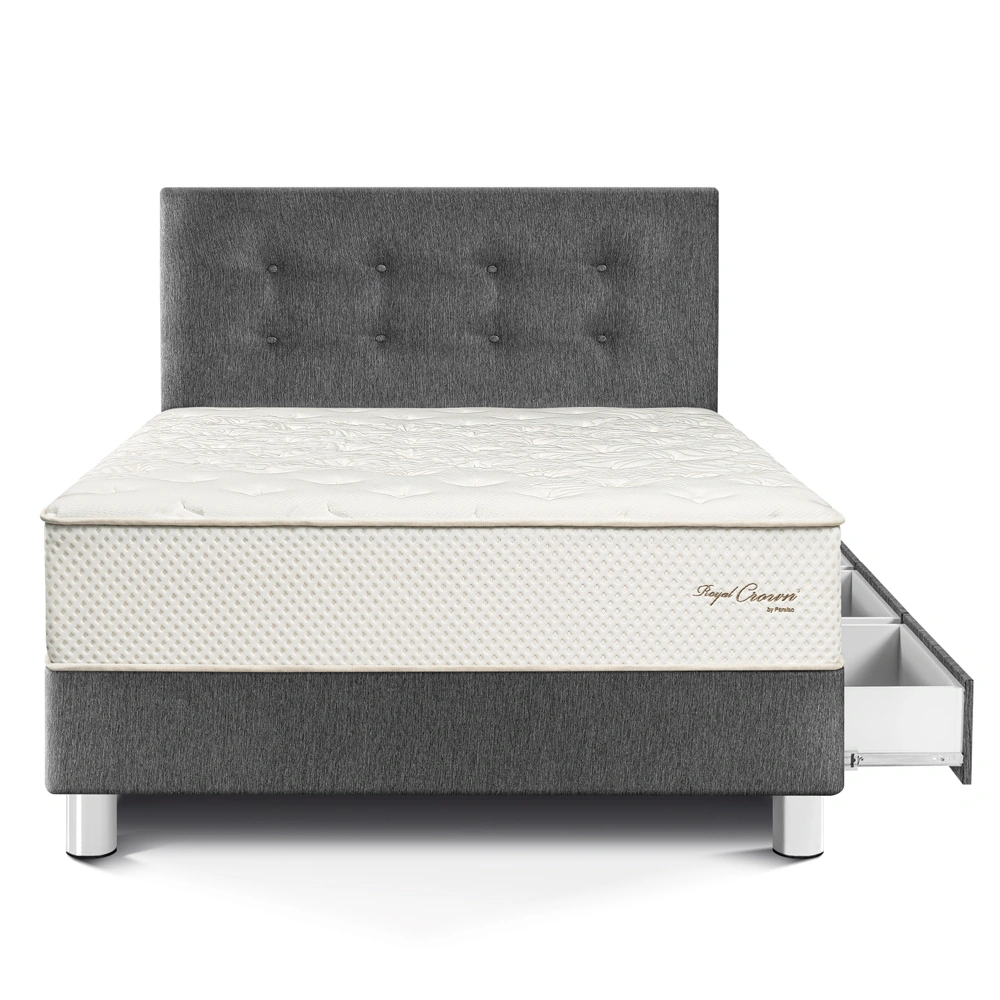 DORMITORIO CON CAJONES PARAÍSO ROYAL CROWN 1.5 PLAZAS GRIS + 1 ALMOHADA VISCOELÁSTICA - 3
