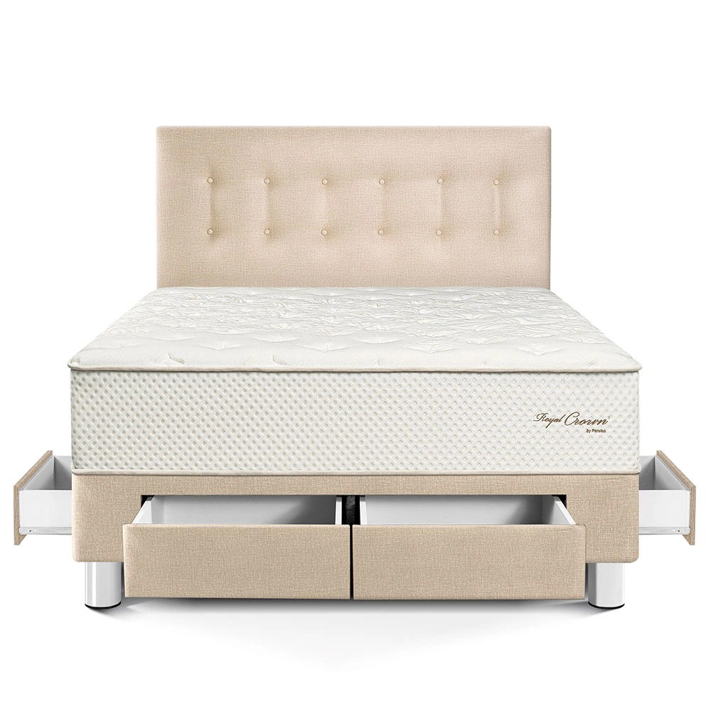 DORMITORIO CON CAJONES PARAÍSO ROYAL CROWN QUEEN CHAMPAGNE + 2 ALMOHADAS VISCOELÁSTICAS - 3