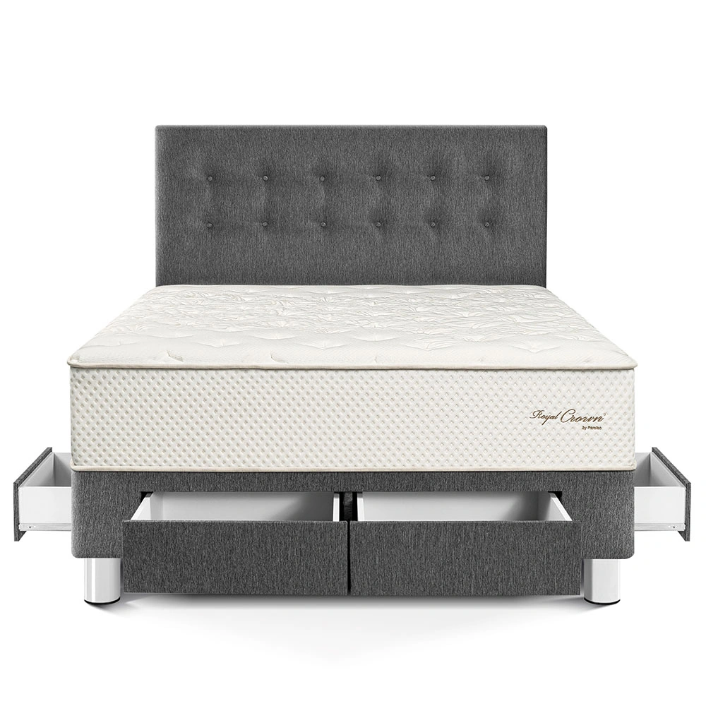 DORMITORIO CON CAJONES PARAÍSO ROYAL CROWN QUEEN GRIS + 2 ALMOHADAS VISCOELÁSTICAS - 3