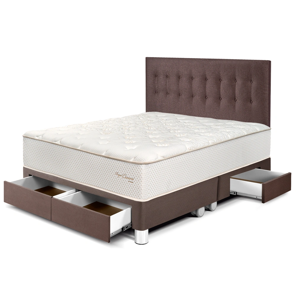 DORMITORIO CON CAJONES PARAÍSO ROYAL CROWN KING CHOCOLATE + 2 ALMOHADAS VISCOELÁSTICAS - 1