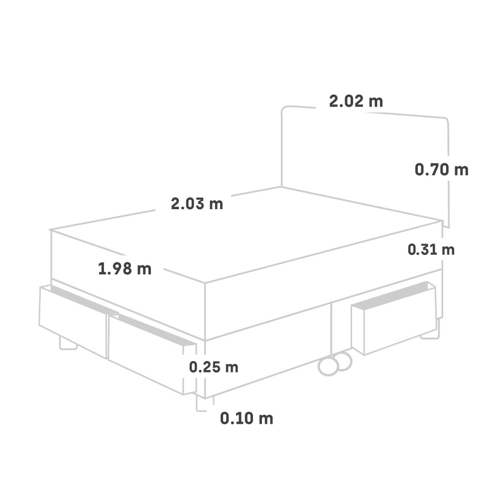 DORMITORIO CON CAJONES PARAÍSO ROYAL CROWN KING CHOCOLATE + 2 ALMOHADAS VISCOELÁSTICAS - 5