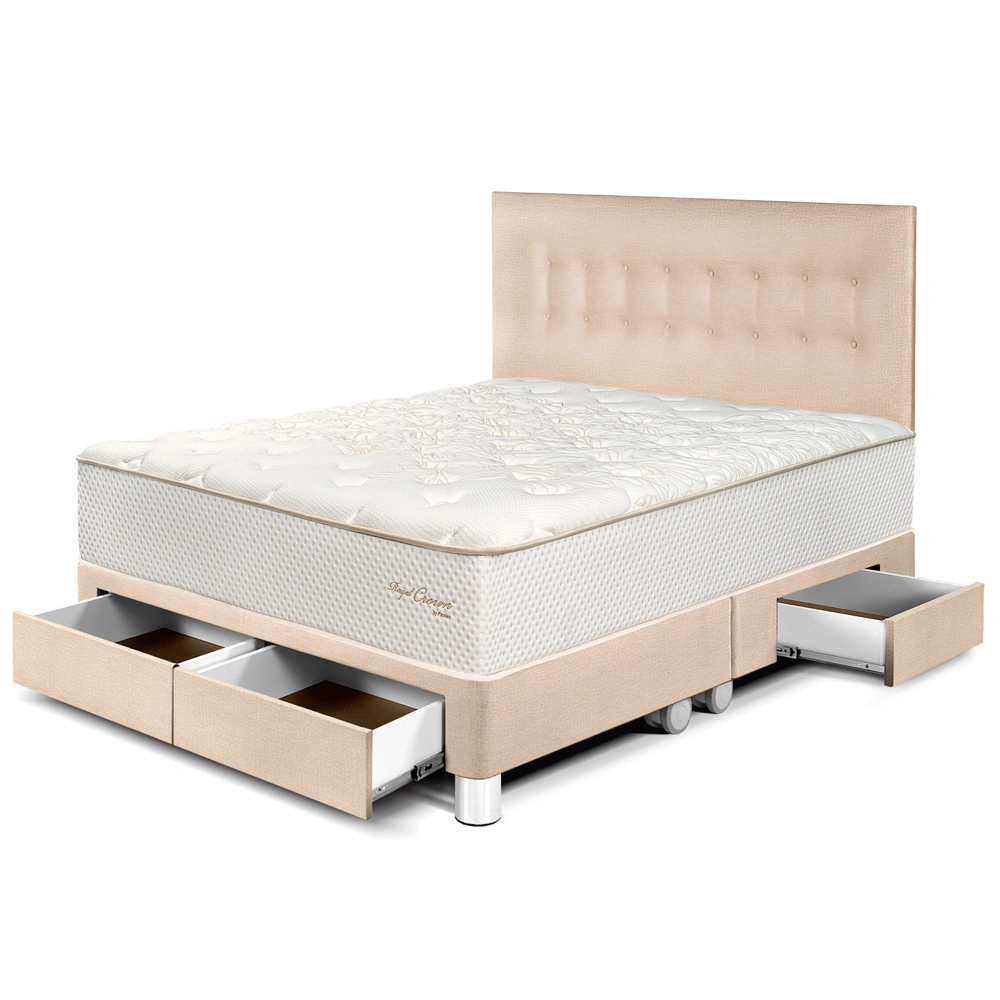 DORMITORIO CON CAJONES PARAÍSO ROYAL CROWN KING CHAMPAGNE + 2 ALMOHADAS VISCOELÁSTICAS - 1