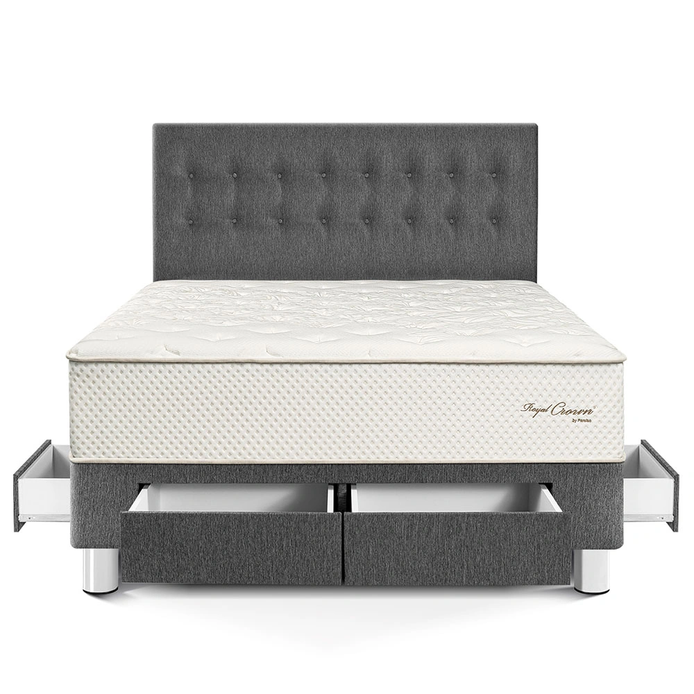 DORMITORIO CON CAJONES PARAÍSO ROYAL CROWN KING GRIS + 2 ALMOHADAS VISCOELÁSTICAS - 3