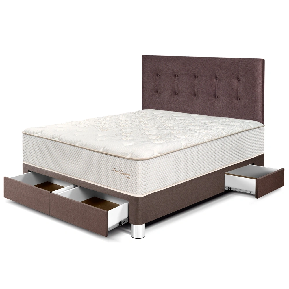 DORMITORIO CON CAJONES PARAÍSO ROYAL CROWN 2 PLAZAS CHOCOLATE + 2 ALMOHADAS VISCOELÁSTICAS - 1
