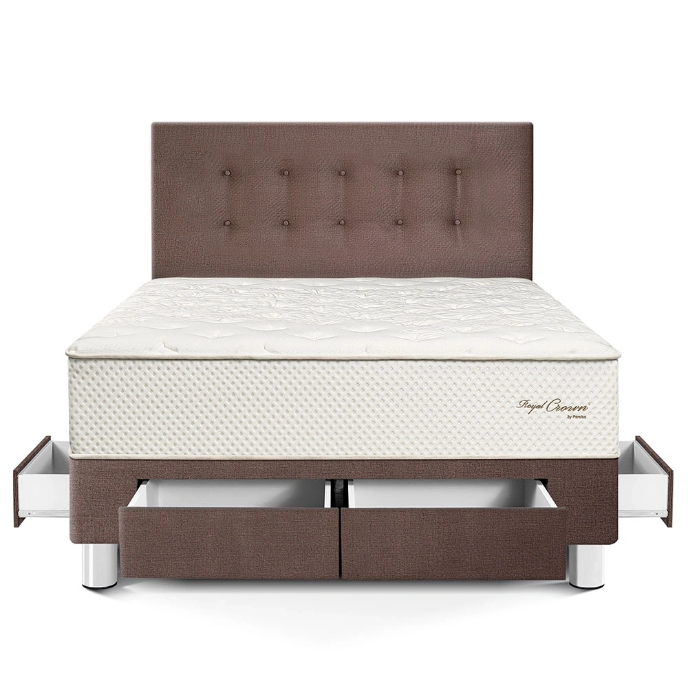 DORMITORIO CON CAJONES PARAÍSO ROYAL CROWN 2 PLAZAS CHOCOLATE + 2 ALMOHADAS VISCOELÁSTICAS - 3