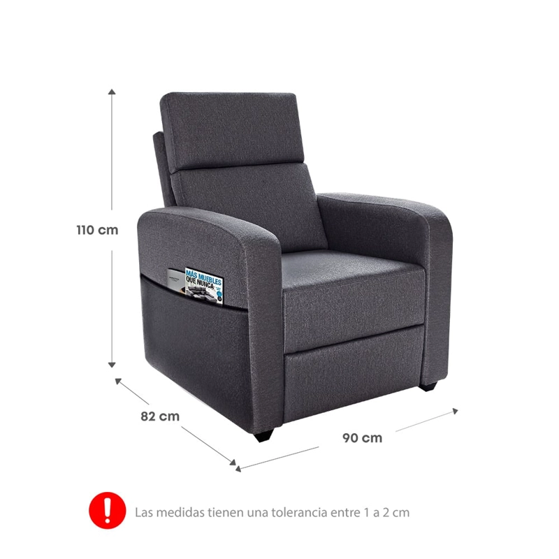SILLÓN RECLINABLE FORLI FE MADERA CON BOLSILLO - 2