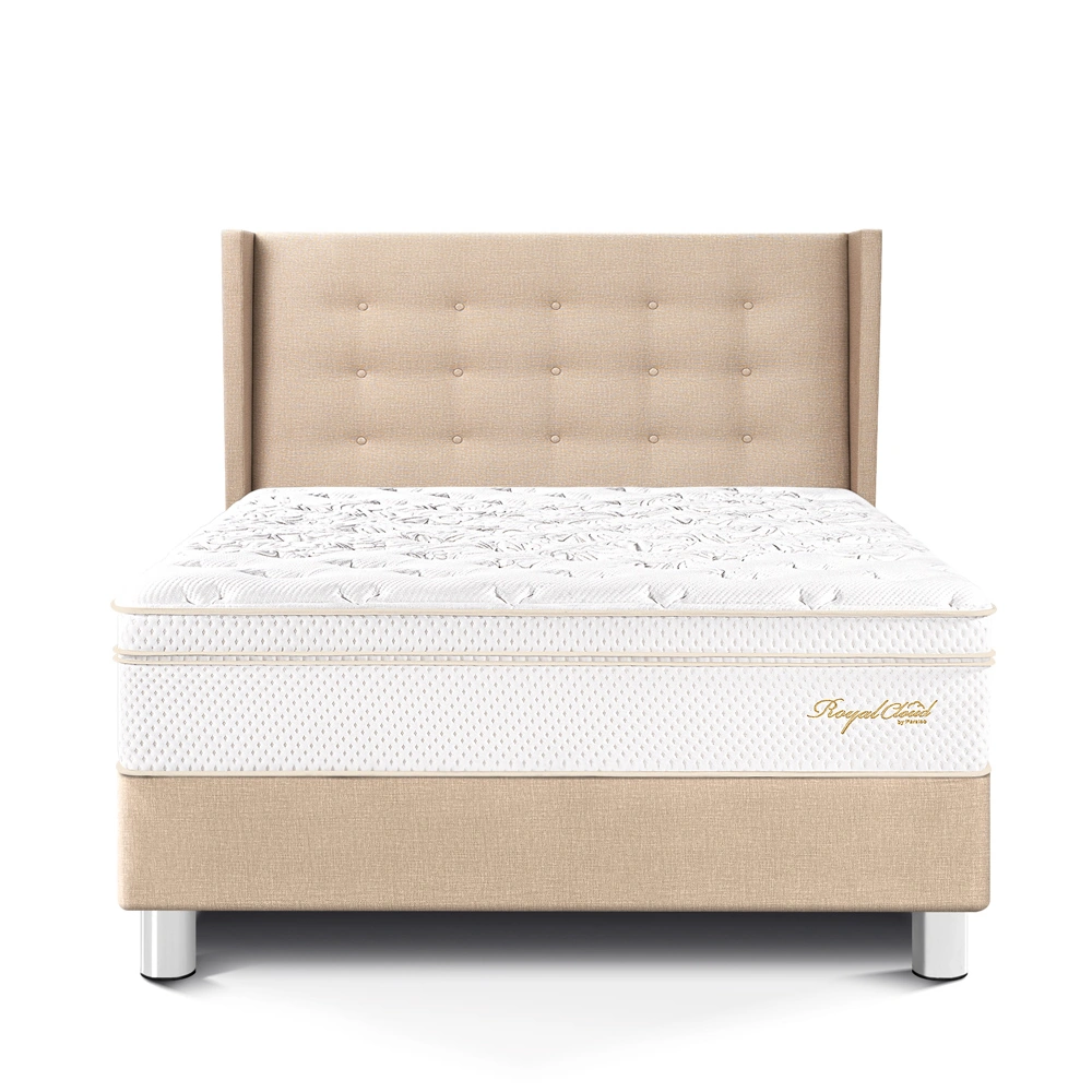 DORMITORIO PARAÍSO ROYAL CLOUD 2 PLAZAS + CABECERA GOLD CHAMPAGNE + 2 ALMOHADAS VISCOELÁSTICAS - 3
