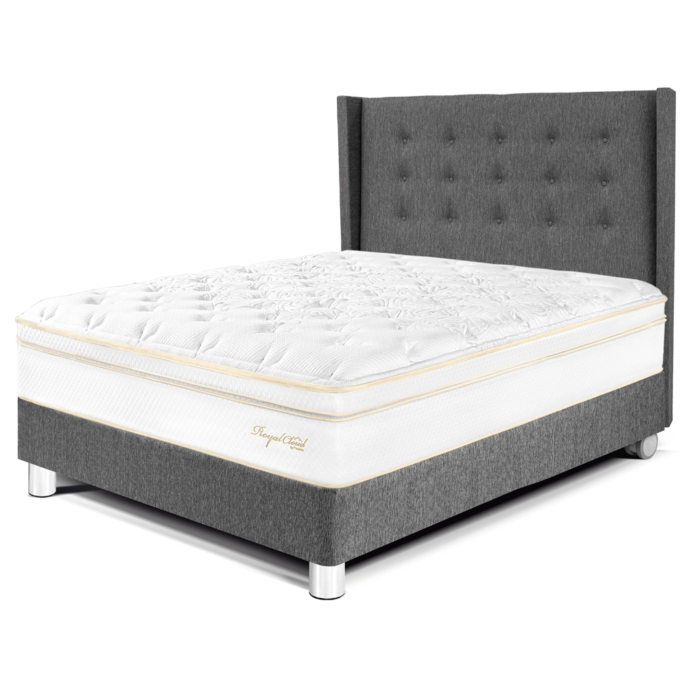 DORMITORIO PARAÍSO ROYAL CLOUD 2 PLAZAS + CABECERA GOLD GRIS + 2 ALMOHADAS VISCOELÁSTICAS - 1