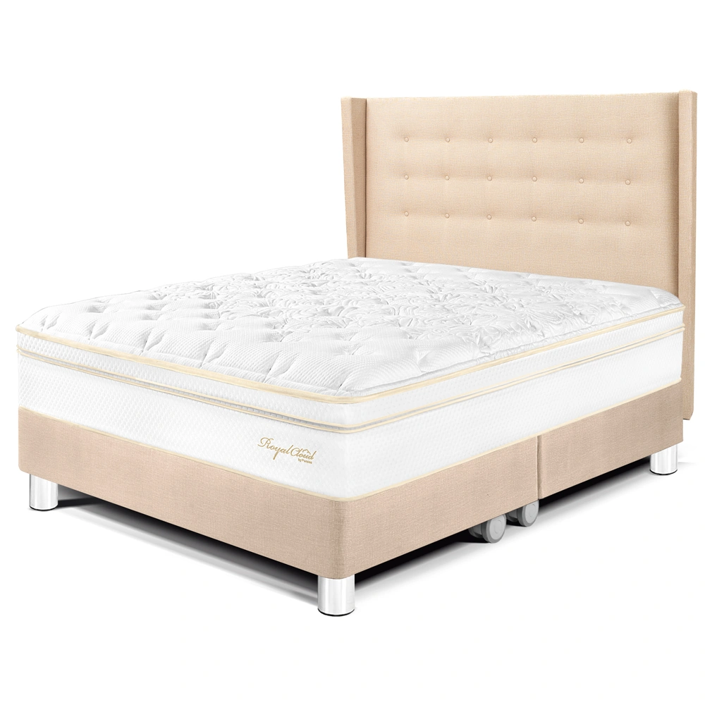 DORMITORIO PARAÍSO ROYAL CLOUD QUEEN + CABECERA GOLD CHAMPAGNE + 2 ALMOHADAS VISCOELÁSTICAS - 1