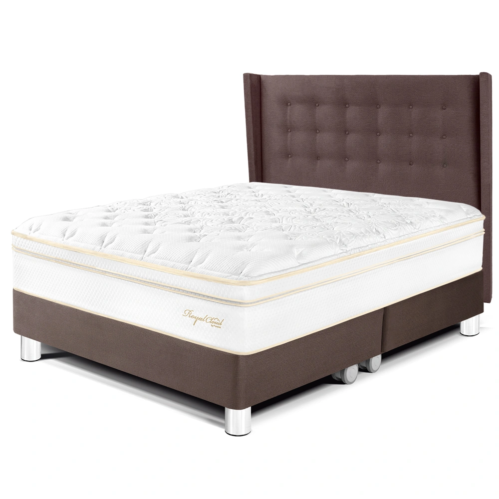 DORMITORIO PARAÍSO ROYAL CLOUD QUEEN + CABECERA GOLD CHOCOLATE + 2 ALMOHADAS VISCOELÁSTICAS - 1