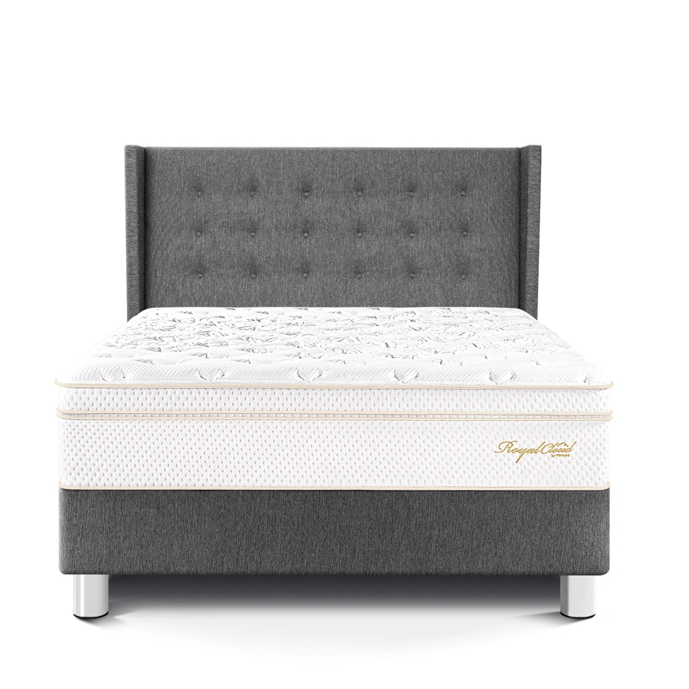DORMITORIO PARAÍSO ROYAL CLOUD QUEEN + CABECERA GOLD GRIS + 2 ALMOHADAS VISCOELÁSTICAS - 3