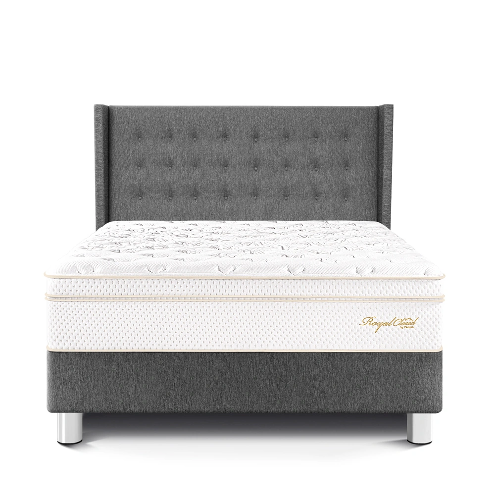 DORMITORIO PARAÍSO ROYAL CLOUD KING + CABECERA GOLD GRIS + 2 ALMOHADAS VISCOELÁSTICAS - 3