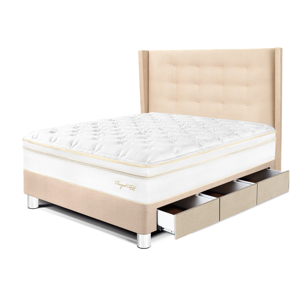 DORMITORIO CON CAJONES PARAÍSO ROYAL CLOUD 1.5 PLAZAS + CABECERA GOLD CHAMPAGNE + 1 ALMOHADA VISCOELÁSTICA - 1