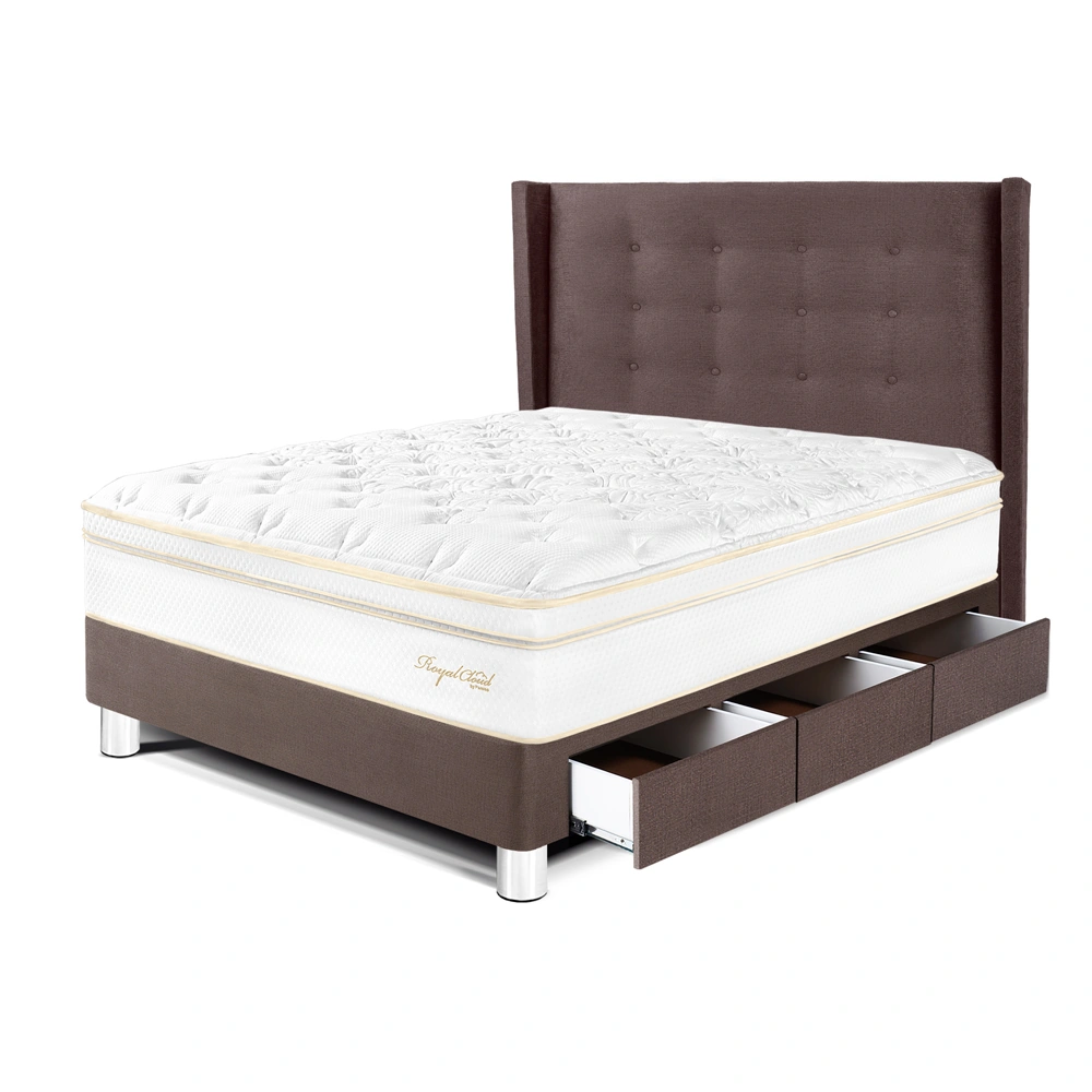 DORMITORIO CON CAJONES PARAÍSO ROYAL CLOUD 1.5 PLAZAS + CABECERA GOLD CHOCOLATE + 1 ALMOHADA VISCOELÁSTICA - 1