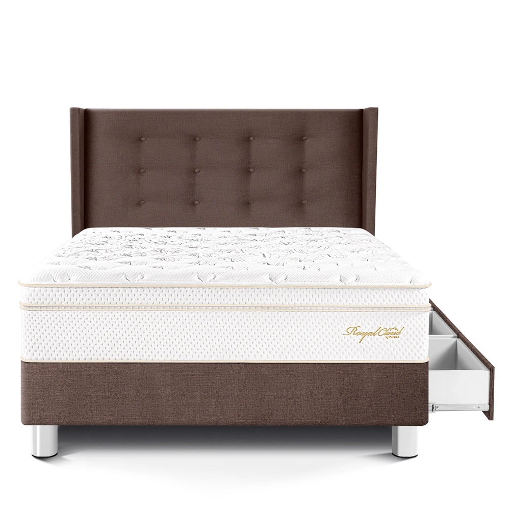 DORMITORIO CON CAJONES PARAÍSO ROYAL CLOUD 1.5 PLAZAS + CABECERA GOLD CHOCOLATE + 1 ALMOHADA VISCOELÁSTICA - 3