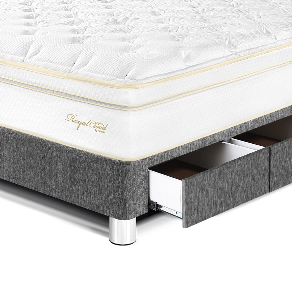 DORMITORIO CON CAJONES PARAÍSO ROYAL CLOUD 1.5 PLAZAS + CABECERA GOLD GRIS + 1 ALMOHADA VISCOELÁSTICA - 2