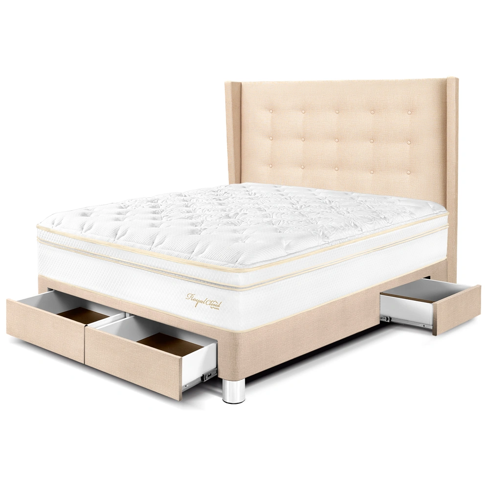 DORMITORIO CON CAJONES PARAÍSO ROYAL CLOUD 2 PLAZAS + CABECERA GOLD CHAMPAGNE + 2 ALMOHADAS VISCOELÁSTICAS - 1