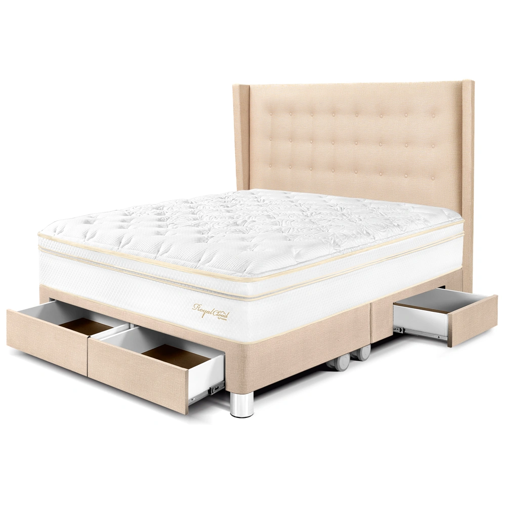 DORMITORIO CON CAJONES PARAÍSO ROYAL CLOUD KING + CABECERA GOLD CHAMPAGNE + 2 ALMOHADAS VISCOELÁSTICAS - 1