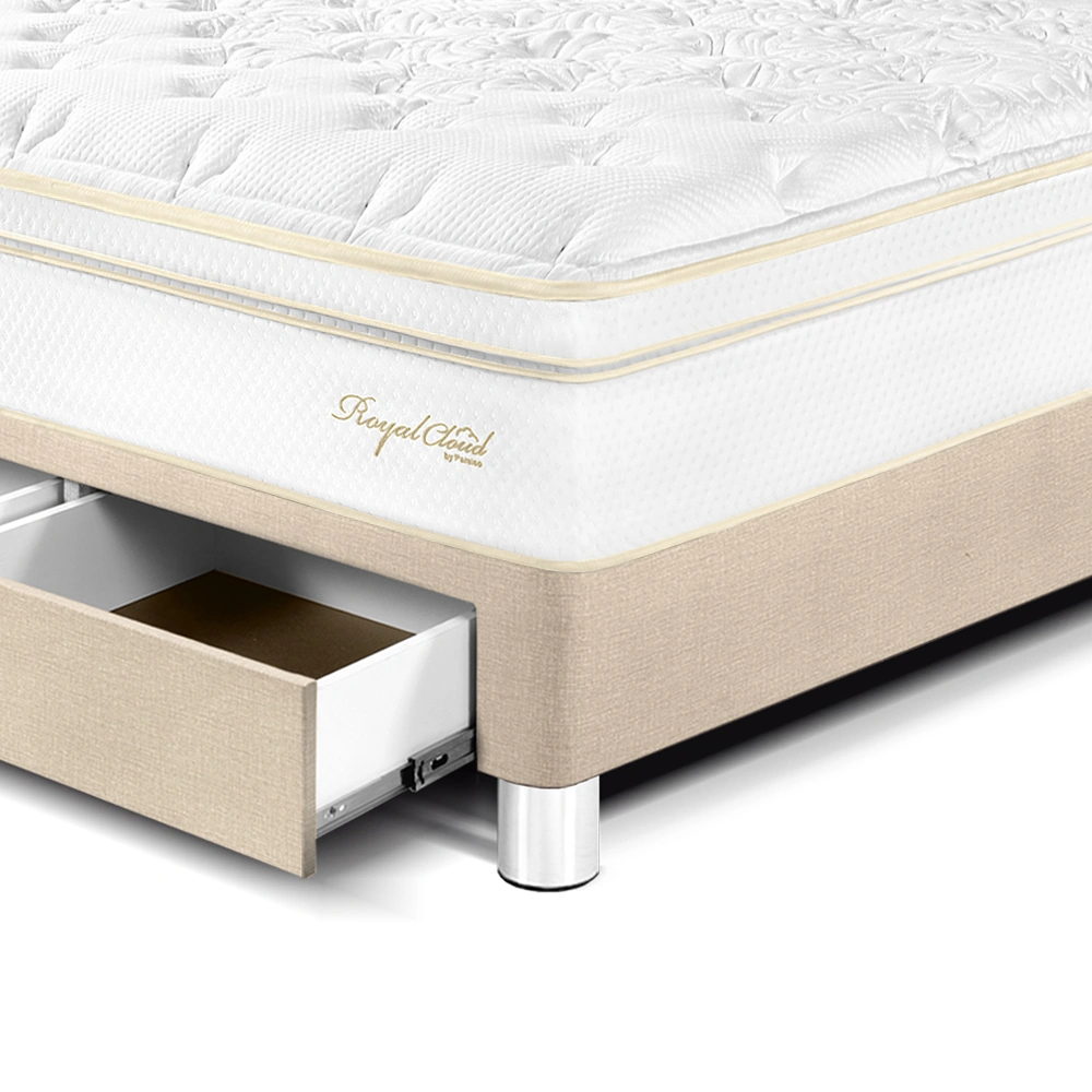 DORMITORIO CON CAJONES PARAÍSO ROYAL CLOUD KING + CABECERA GOLD CHAMPAGNE + 2 ALMOHADAS VISCOELÁSTICAS - 2