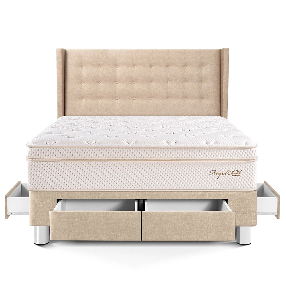 DORMITORIO CON CAJONES PARAÍSO ROYAL CLOUD KING + CABECERA GOLD CHAMPAGNE + 2 ALMOHADAS VISCOELÁSTICAS - 3