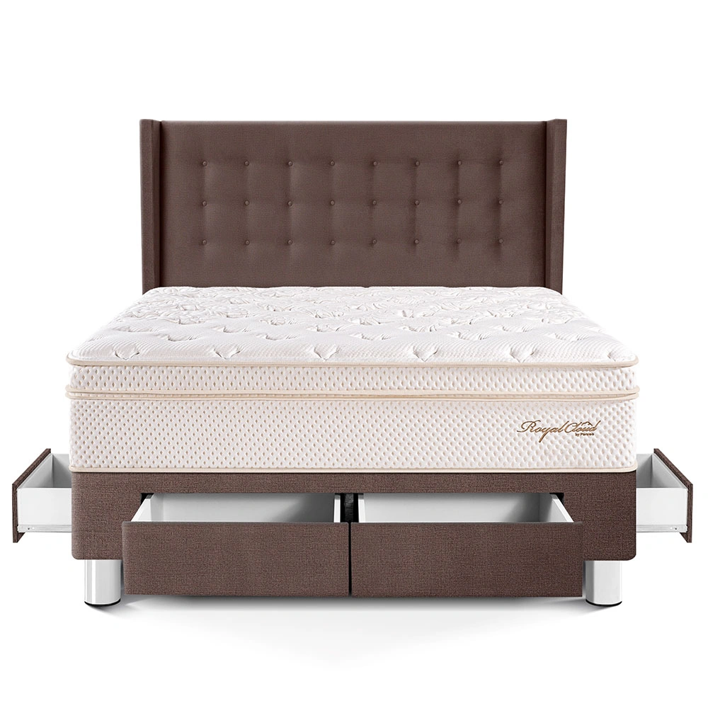 DORMITORIO CON CAJONES PARAÍSO ROYAL CLOUD KING + CABECERA GOLD CHOCOLATE + 2 ALMOHADAS VISCOELÁSTICAS - 3