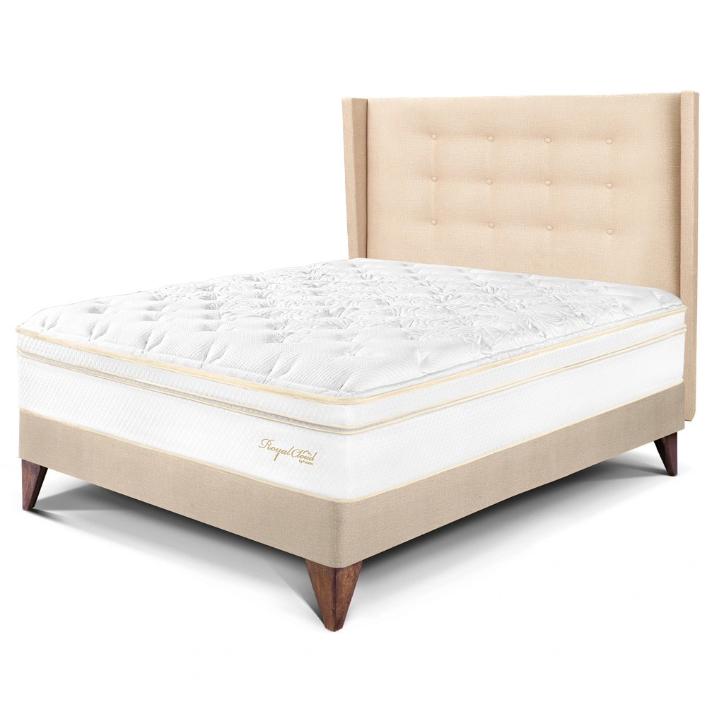 DORMITORIO EUROPEO PARAÍSO ROYAL CLOUD 1.5 PLAZAS + CABECERA GOLD CHAMPAGNE + 1 ALMOHADA VISCOELÁSTICA - 1