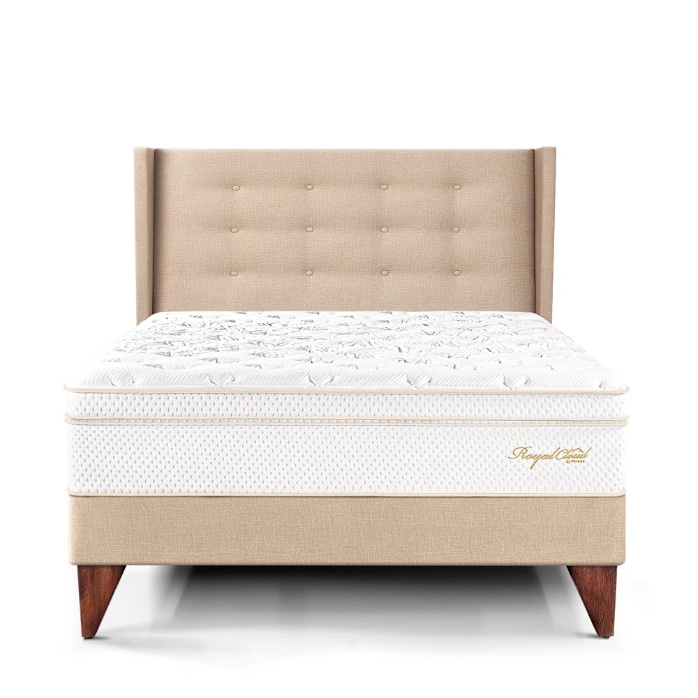 DORMITORIO EUROPEO PARAÍSO ROYAL CLOUD 1.5 PLAZAS + CABECERA GOLD CHAMPAGNE + 1 ALMOHADA VISCOELÁSTICA - 3