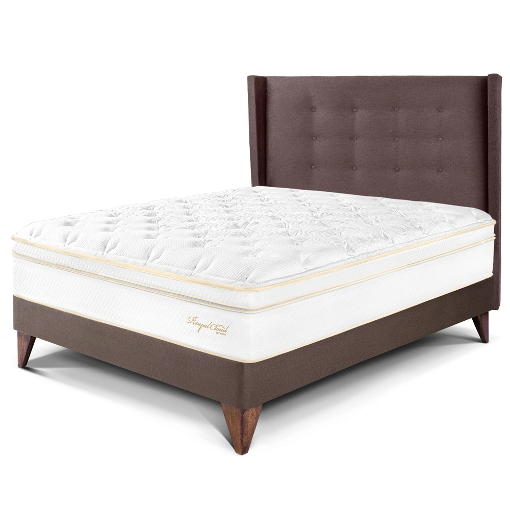 DORMITORIO EUROPEO PARAÍSO ROYAL CLOUD 1.5 PLAZAS + CABECERA GOLD CHOCOLATE + 1 ALMOHADA VISCOELÁSTICA - 1