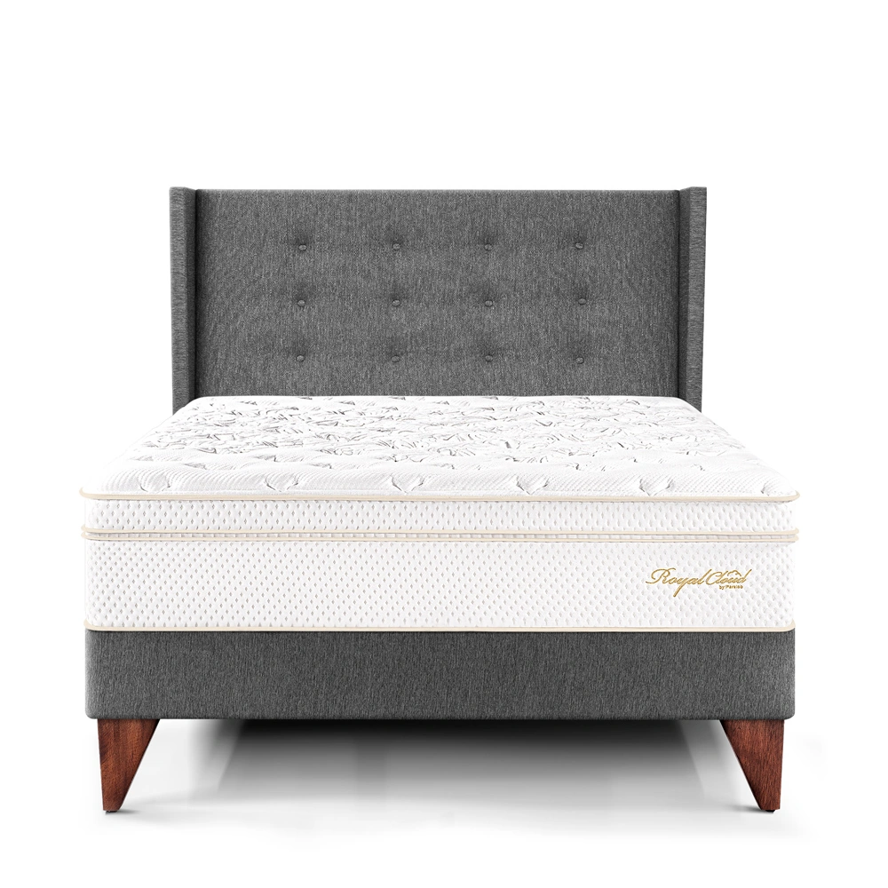 DORMITORIO EUROPEO PARAÍSO ROYAL CLOUD 1.5 PLAZAS + CABECERA GOLD GRIS + 1 ALMOHADA VISCOELÁSTICA - 3