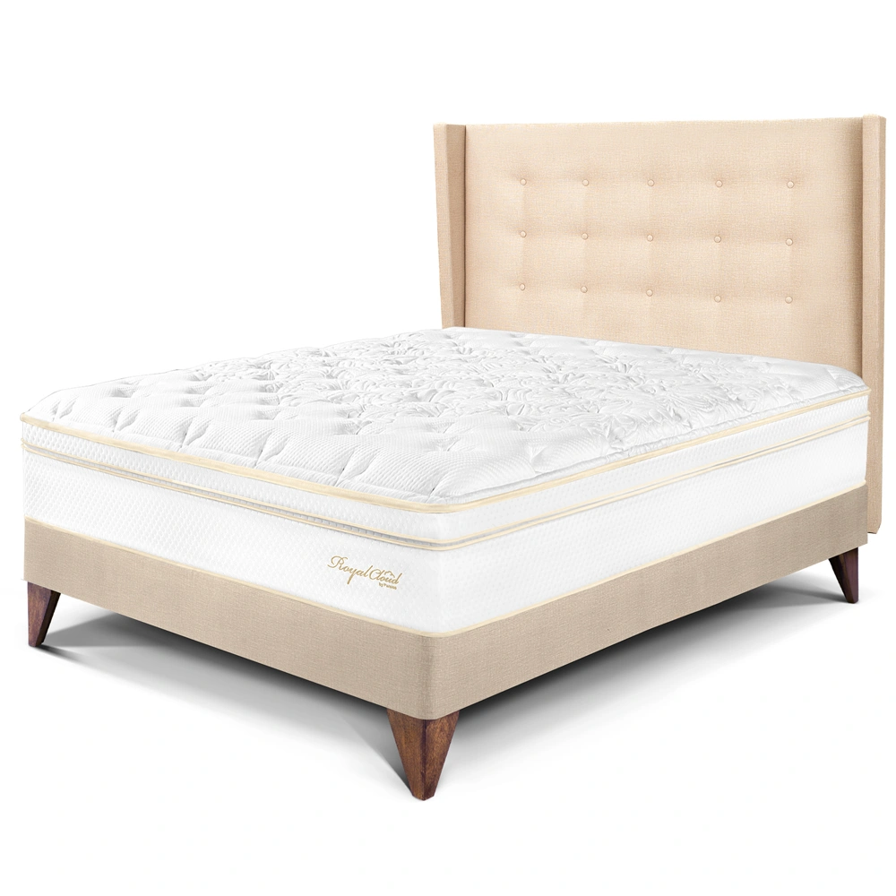 DORMITORIO EUROPEO PARAÍSO ROYAL CLOUD 2 PLAZAS + CABECERA GOLD CHAMPAGNE + 2 ALMOHADAS VISCOELÁSTICAS - 1