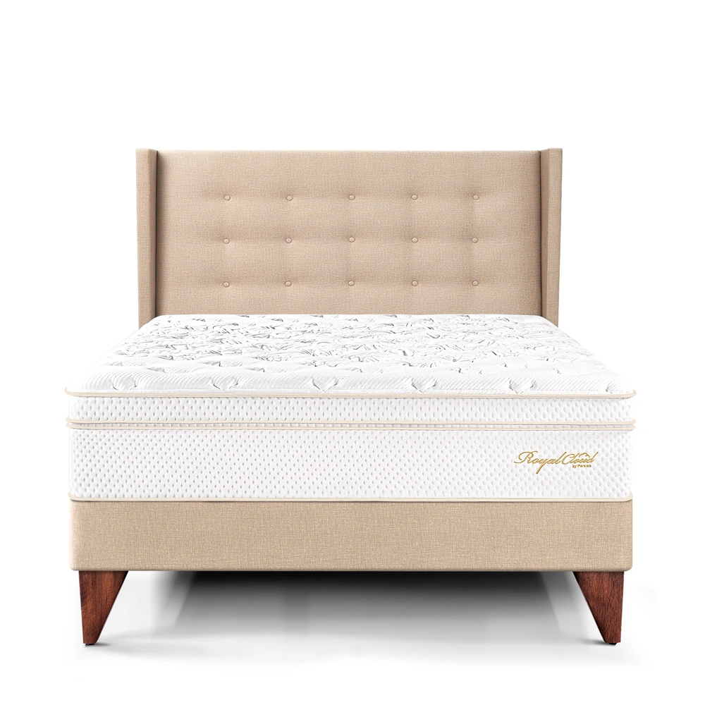 DORMITORIO EUROPEO PARAÍSO ROYAL CLOUD 2 PLAZAS + CABECERA GOLD CHAMPAGNE + 2 ALMOHADAS VISCOELÁSTICAS - 3