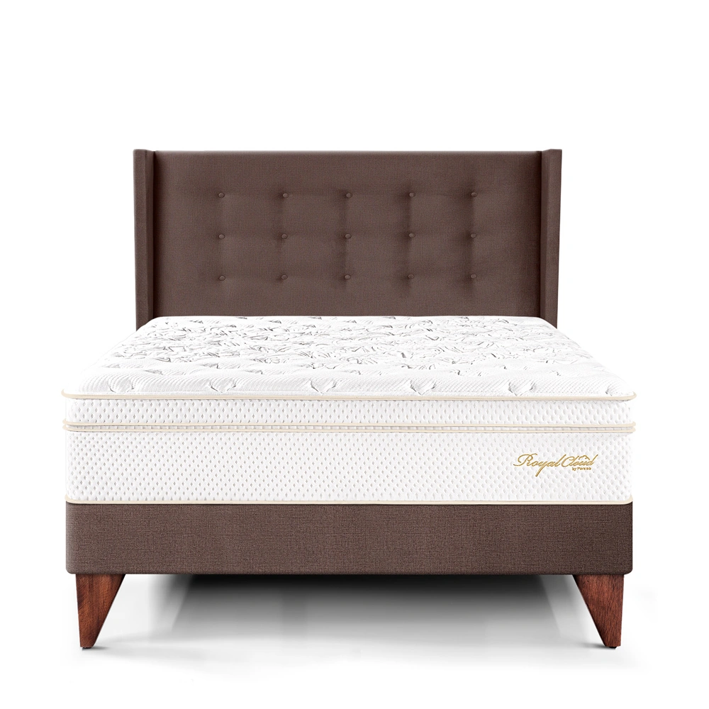 DORMITORIO EUROPEO PARAÍSO ROYAL CLOUD 2 PLAZAS + CABECERA GOLD CHOCOLATE + 2 ALMOHADAS VISCOELÁSTICAS - 3