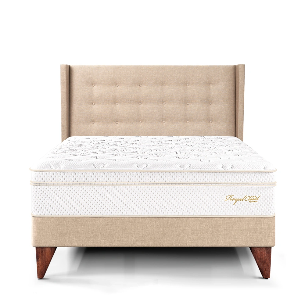 DORMITORIO EUROPEO PARAÍSO ROYAL CLOUD QUEEN + CABECERA GOLD CHAMPAGNE + 2 ALMOHADAS VISCOELÁSTICAS - 3
