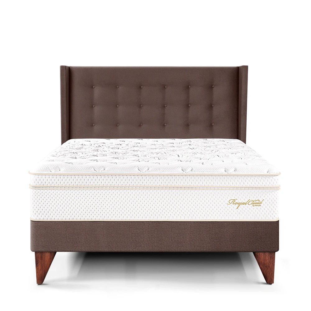 DORMITORIO EUROPEO PARAÍSO ROYAL CLOUD QUEEN + CABECERA GOLD CHOCOLATE + 2 ALMOHADAS VISCOELÁSTICAS - 3