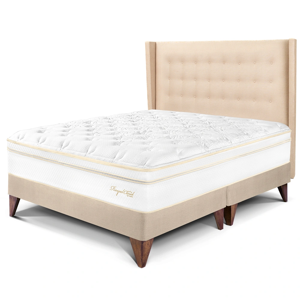 DORMITORIO EUROPEO PARAÍSO ROYAL CLOUD KING + CABECERA GOLD CHAMPAGNE + 2 ALMOHADAS VISCOELÁSTICAS - 1