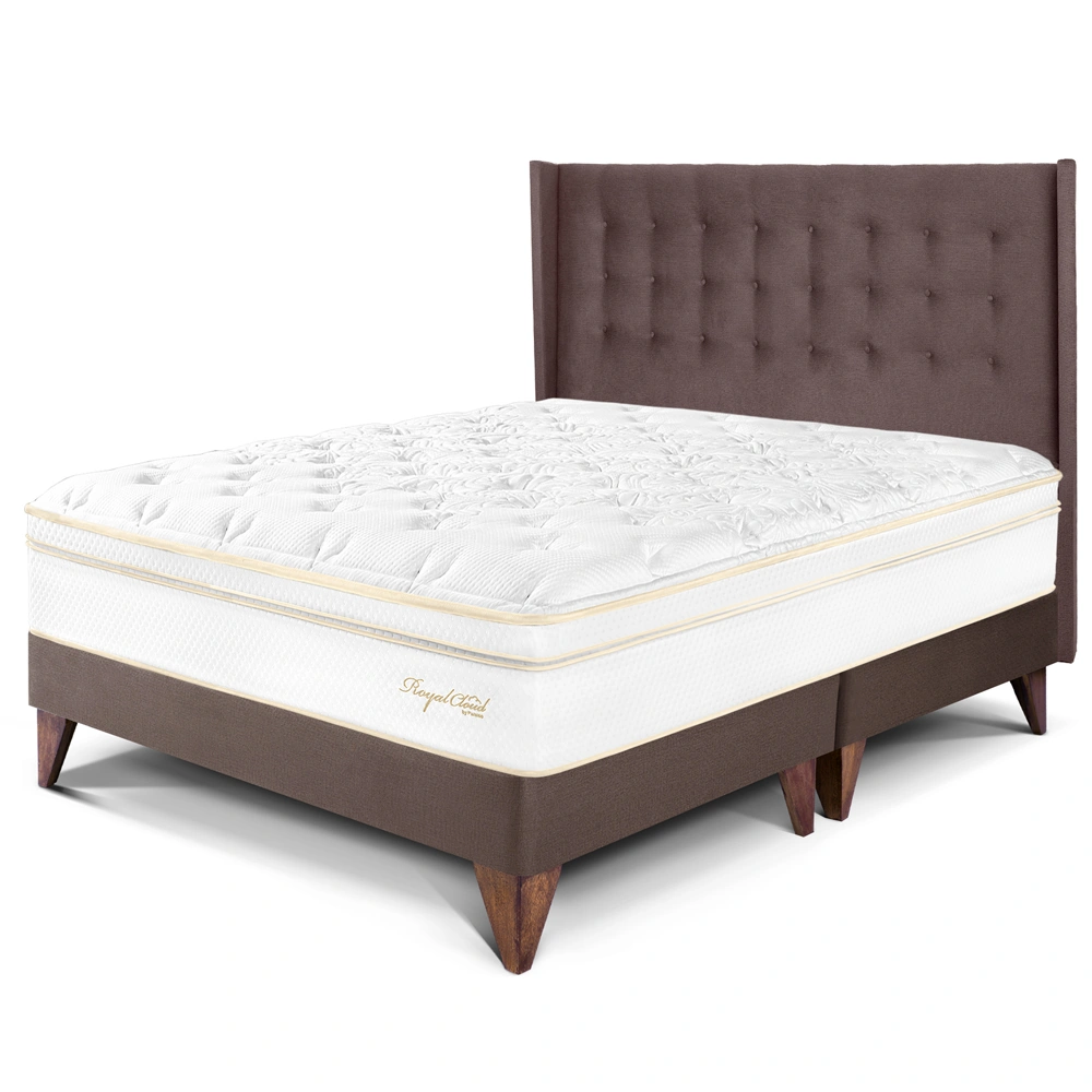 DORMITORIO EUROPEO PARAÍSO ROYAL CLOUD KING + CABECERA GOLD CHOCOLATE + 2 ALMOHADAS VISCOELÁSTICAS - 1