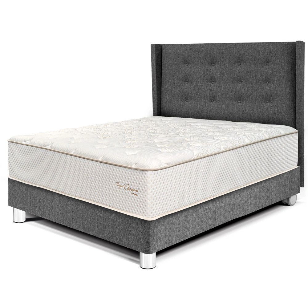 DORMITORIO PARAÍSO ROYAL CROWN 1.5 PLAZAS + CABECERA GOLD GRIS + 1 ALMOHADA VISCOELÁSTICA - 1