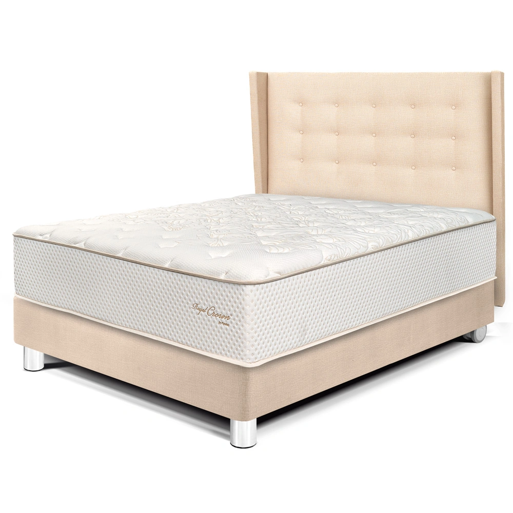 DORMITORIO PARAÍSO ROYAL CROWN 2 PLAZAS + CABECERA GOLD CHAMPAGNE + 2 ALMOHADAS VISCOELÁSTICAS - 1