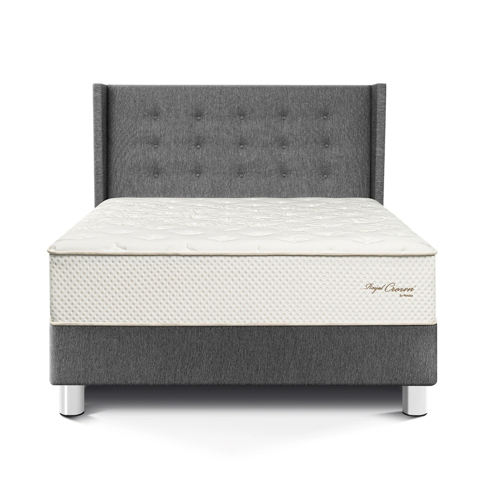 DORMITORIO PARAÍSO ROYAL CROWN 2 PLAZAS + CABECERA GOLD GRIS + 2 ALMOHADAS VISCOELÁSTICAS - 3