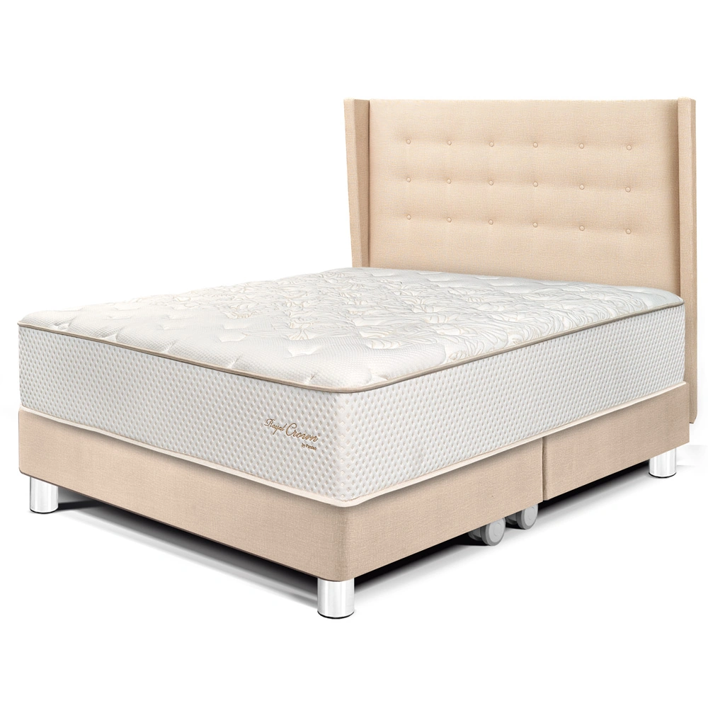 DORMITORIO PARAÍSO ROYAL CROWN QUEEN + CABECERA GOLD CHAMPAGNE + 2 ALMOHADAS VISCOELÁSTICAS - 1