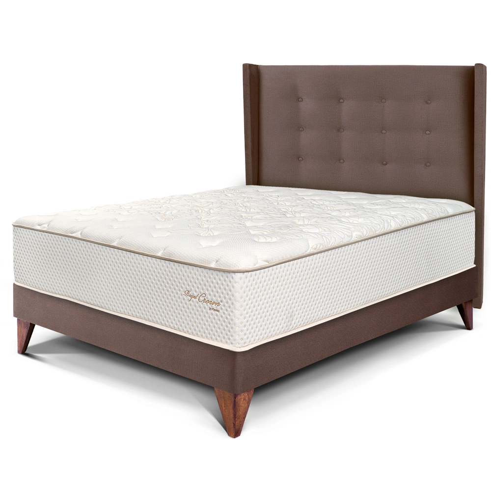 DORMITORIO EUROPEO PARAÍSO ROYAL CROWN 1.5 PLAZAS + CABECERA GOLD CHOCOLATE + 1 ALMOHADA VISCOELÁSTICA - 1