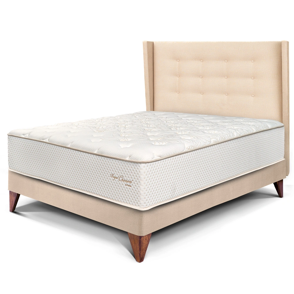 DORMITORIO EUROPEO PARAÍSO ROYAL CROWN 1.5 PLAZAS + CABECERA GOLD CHAMPAGNE + 1 ALMOHADA VISCOELÁSTICA - 1