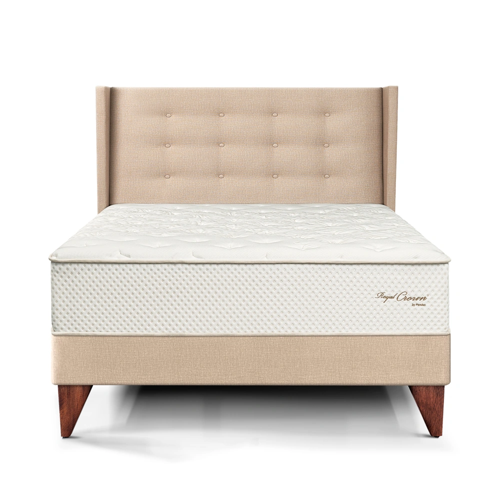 DORMITORIO EUROPEO PARAÍSO ROYAL CROWN 1.5 PLAZAS + CABECERA GOLD CHAMPAGNE + 1 ALMOHADA VISCOELÁSTICA - 3
